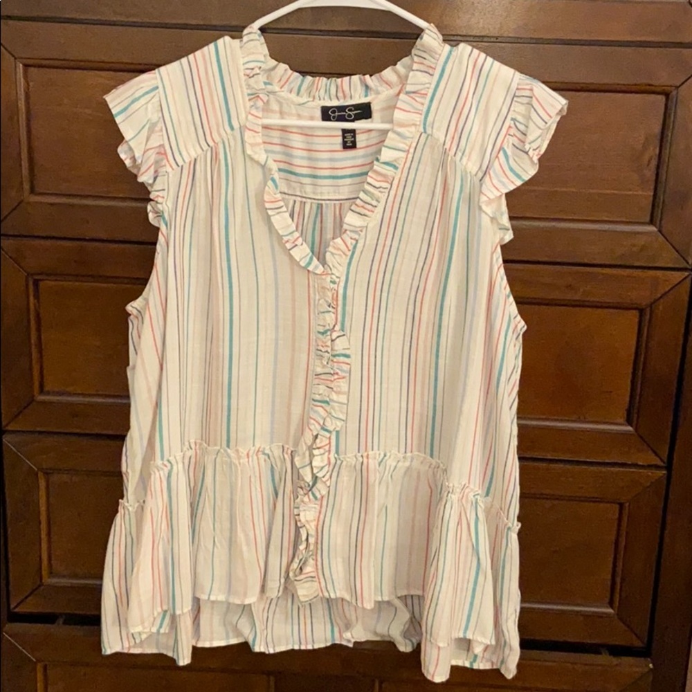 white & rainbow blouse!